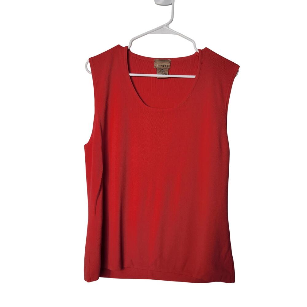 Choices Vintage Red Knit Scoop Neck Sleeveless Classic Everyday Tank Top Size XL